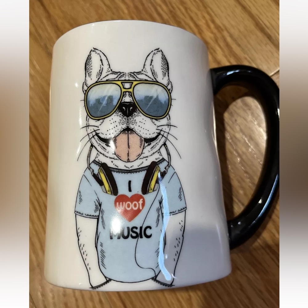 French Bulldog Music 16oz Mug Microwave, Dishwasher Safe Dog Mug